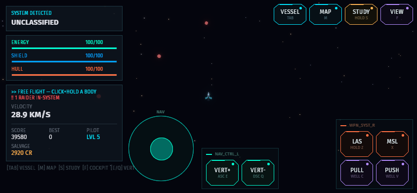Orbit Jumper running in a phone browser in landscape orientation